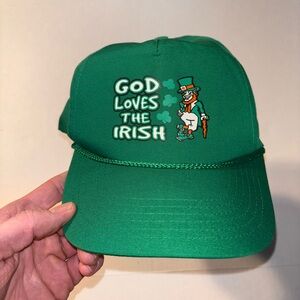 Vtg Anvil God Loves Irish St Patrick’s Day Leprechaun Trucker SnapBack Hat 90’s